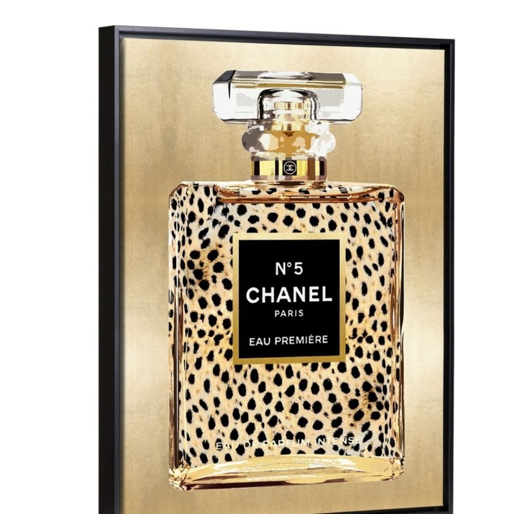 At Home Chanel No. 5 Parfum Cheetah Print Framed Wall Decor